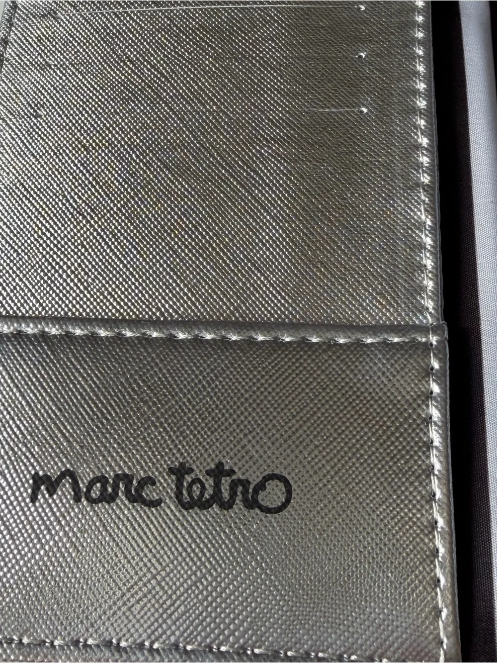 Marc Tetro Cat Travel Set Pouch Passport Holder Metallic Silver